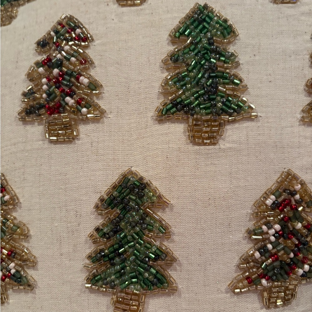 Two Festive Holiday beaded Pillows Snowflake and Tree Designs - Picture 8 of 11
